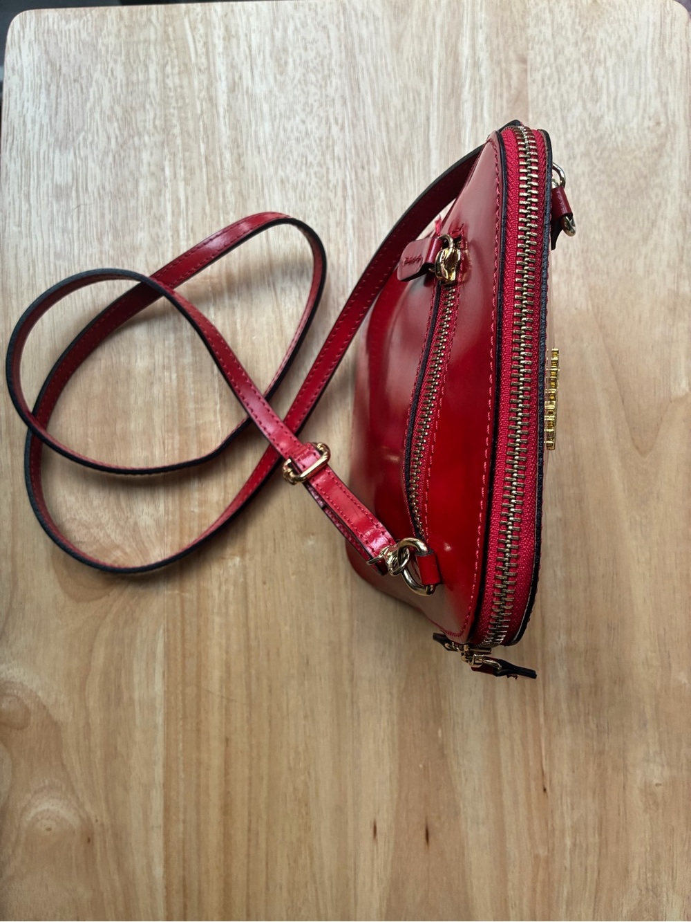 Pratesi Firenze Italian Cherry Red Leather Crossbody Bag - Picture 9 of 16